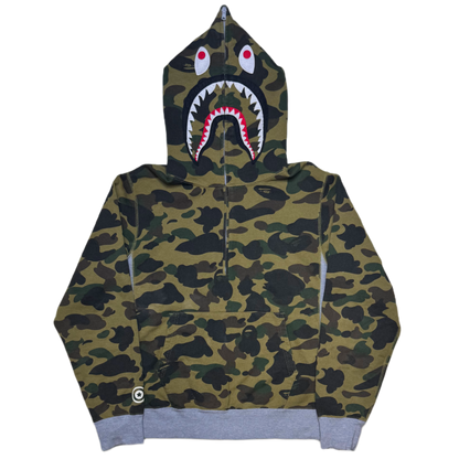 [L] Bape 1st Camo Half-Zip Shark Hoodie