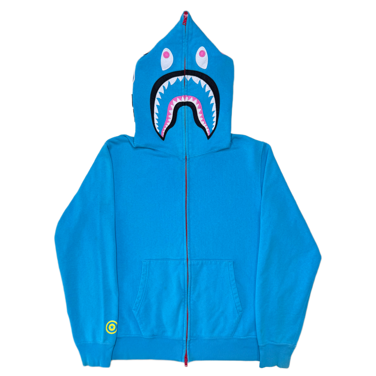 [L] OG Bape Neon Blue Shark Hoodie