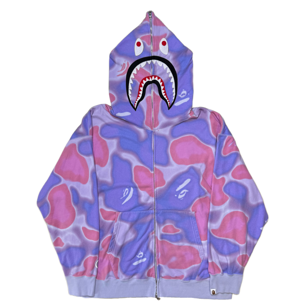 [2XL] Bape Liquid Camo Full-Zip Shark Hoodie