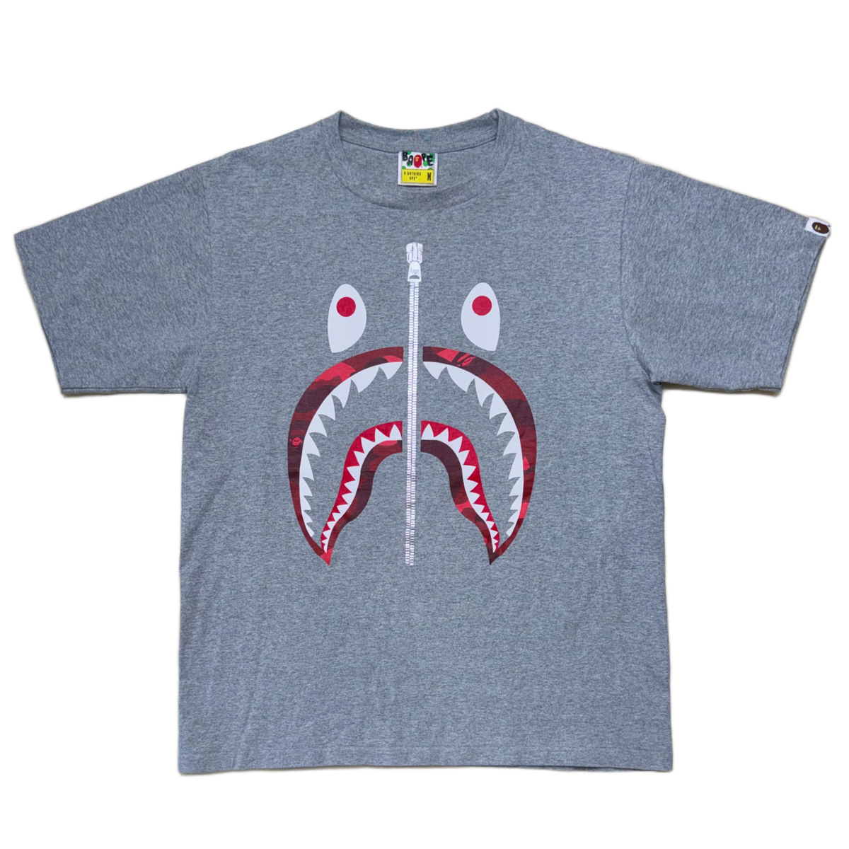 [M] Bape Red Camo Shark Tee