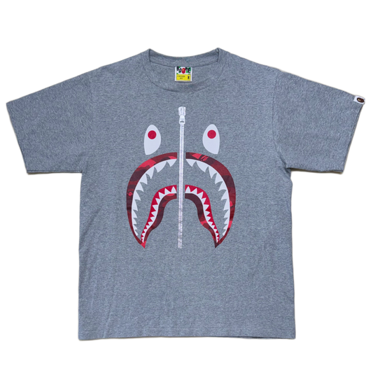 [M] Bape Red Camo Shark Tee