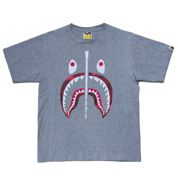 [M] Bape Red Camo Shark Tee