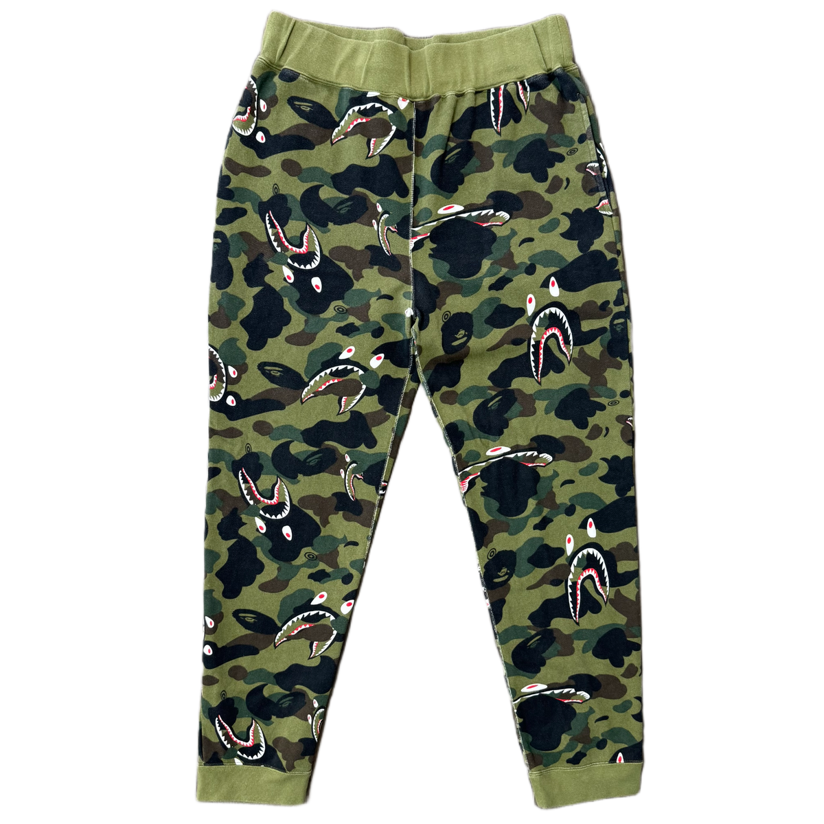 [L] Bape Green Shark Camo Sweatpants