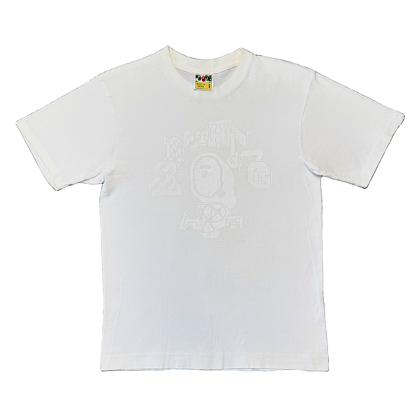 [S] Bape White on White College Logo Tee
