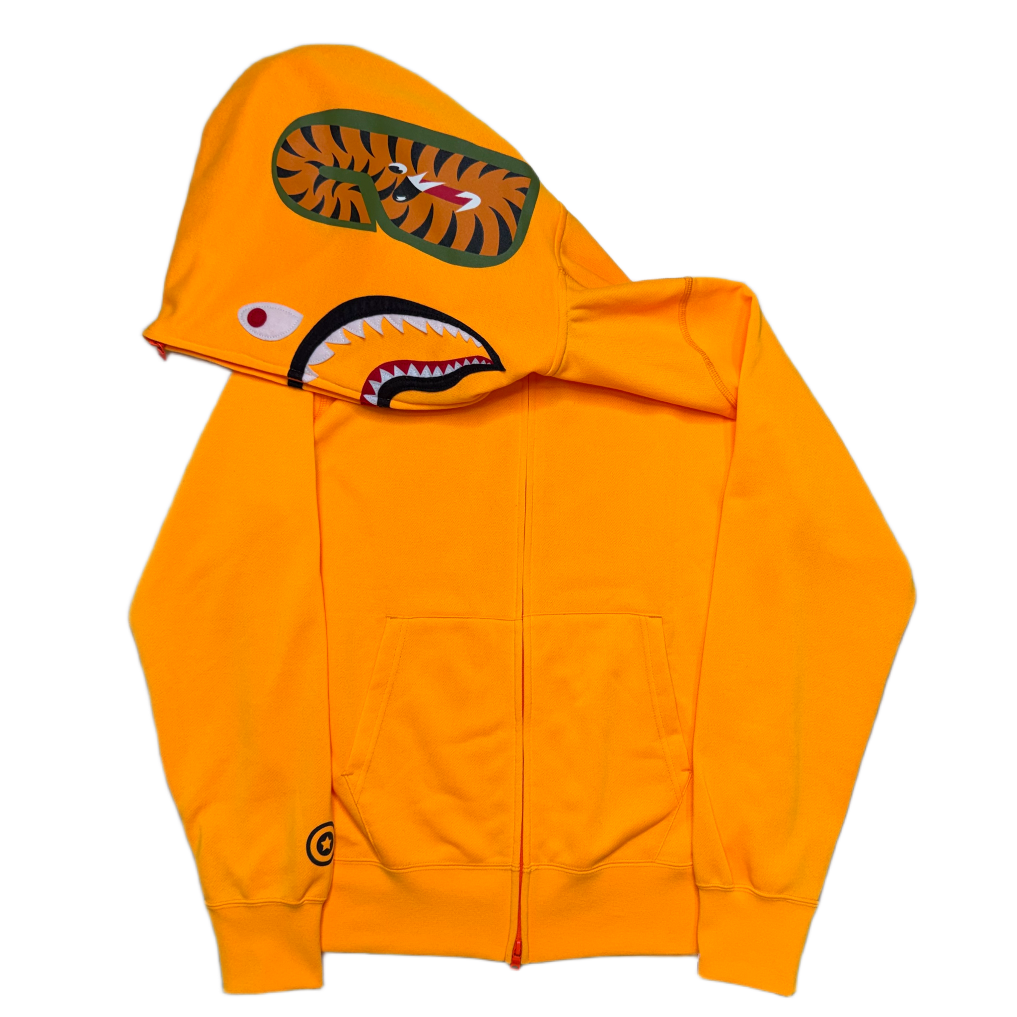 [L] DS Bape Neon Full-Zip Shark Hoodie