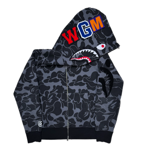 [L] Bape Grey ABC Camo Full-Zip Shark Hoodie