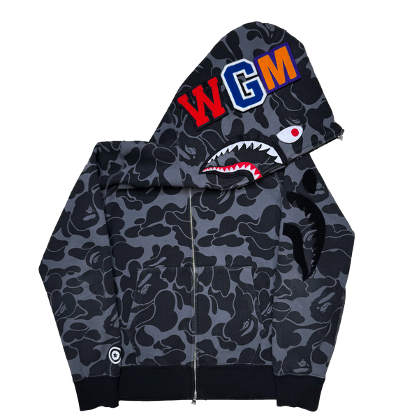 [L] Bape Grey ABC Camo Full-Zip Shark Hoodie