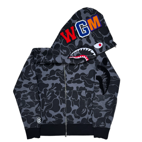 [L] Bape Grey ABC Camo Full-Zip Shark Hoodie