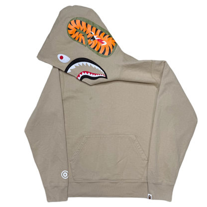 [L] Bape Tan Pullover Shark Hoodie