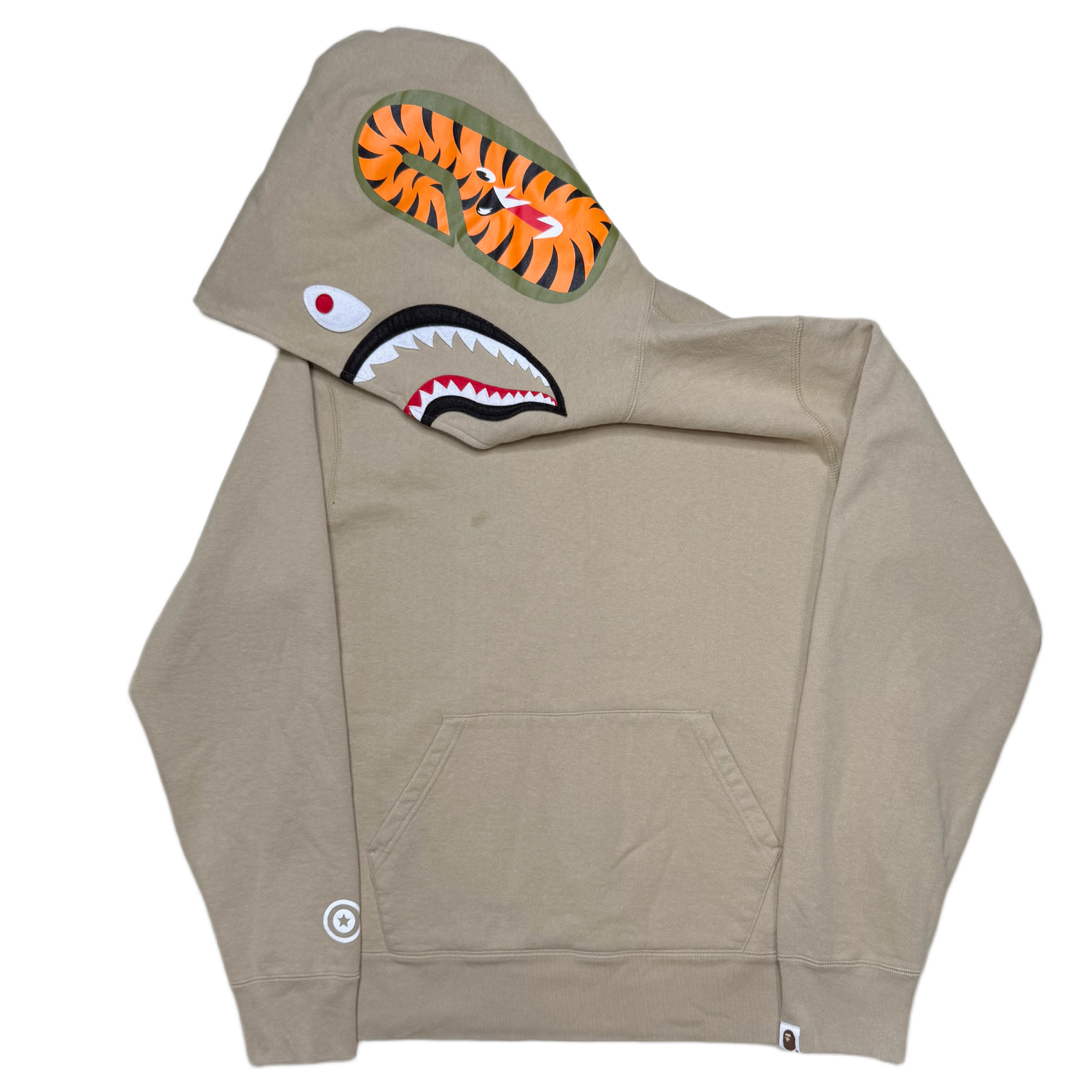 [L] Bape Tan Pullover Shark Hoodie