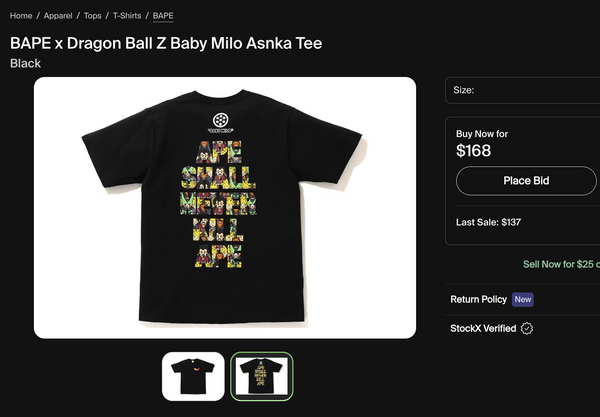 [L] Bape x DragonBall Z ASNKA Tee