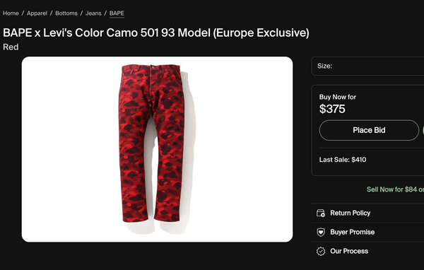 [31] Bape x Levi's Red Camo Jeans
