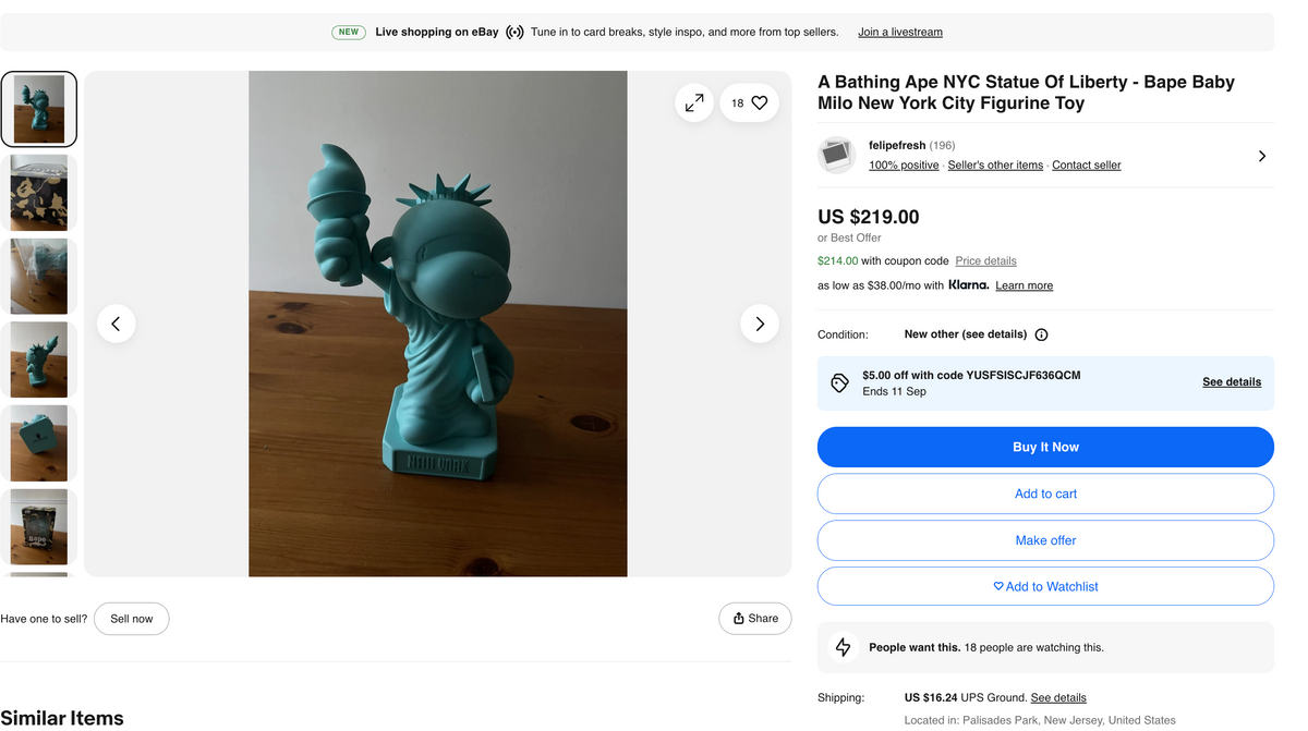 DS Bape Milo Statue of Liberty