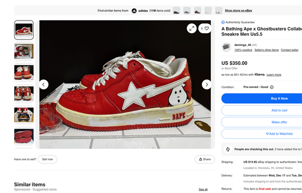 [6.5] Bape x Ghostbusters Collab Bapestas