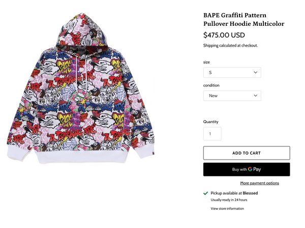 [S] DS Bape Graffiti Pattern Hoodie