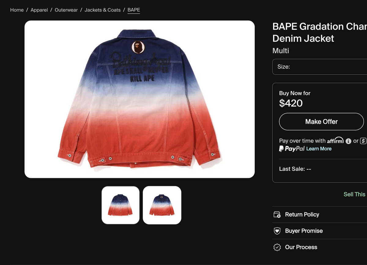 [M] OG DS Bape Denim Gradation Jacket