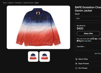 [M] OG DS Bape Denim Gradation Jacket