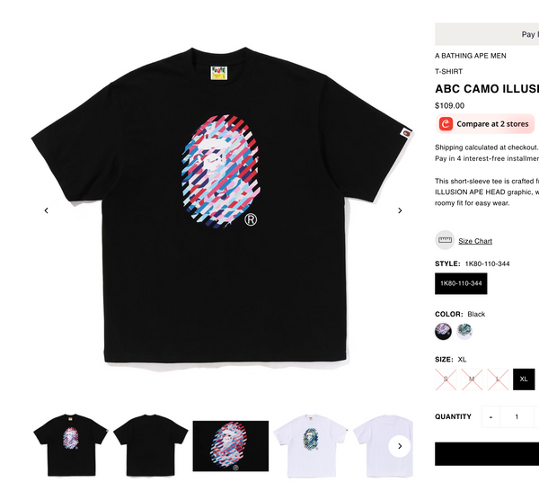 [XL] OG Bape Illusion Camo Ape Head Tee