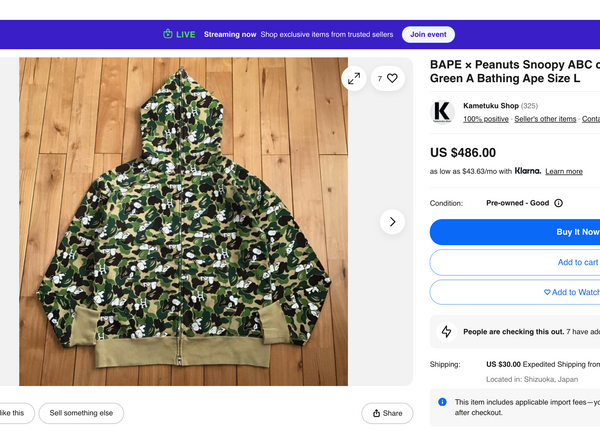[L] Bape x Snoopy Full Camo Hoodie