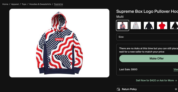 [L] Supreme USA Box Logo Hoodie