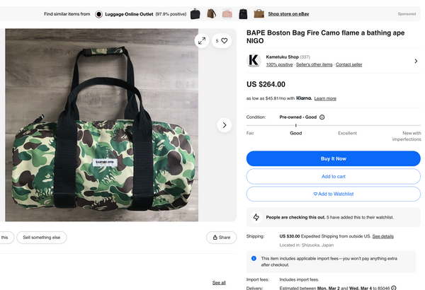 Bape Green Fire Camo Huge Duffle Bag