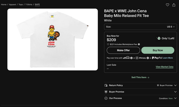 [S] OG Bape x John Cena Collab Tee