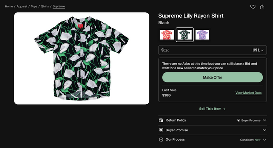 [L] Supreme Lily Rayon Button Up Tee
