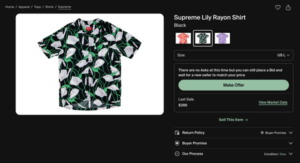 [L] Supreme Lily Rayon Button Up Tee