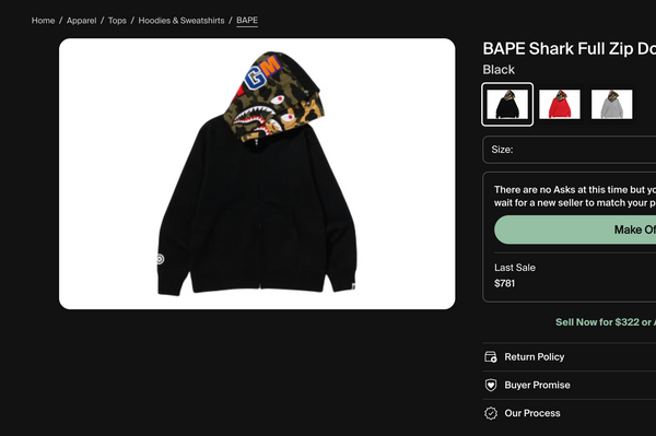 [S] Bape 1st Camo Double Shark Hoodie