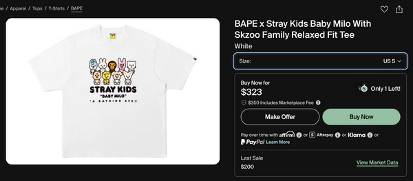 [S] OG Bape x Stray Kids Collab Tee