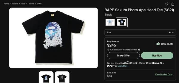 [XL] Bape Cherry Blossom Ape Tee