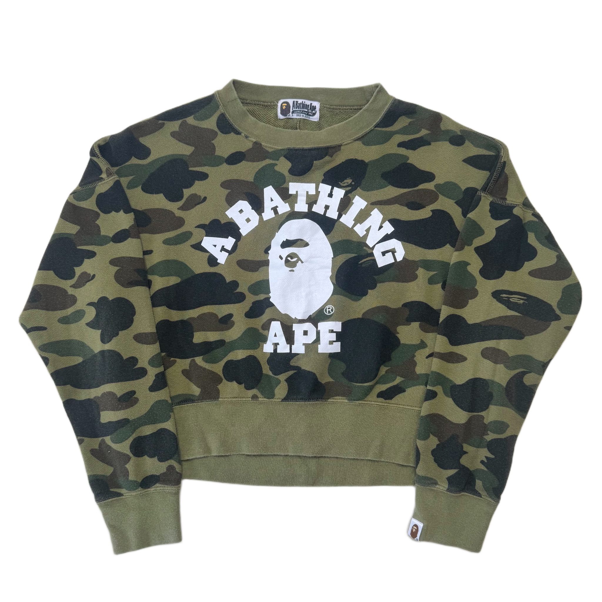[OS] Bape Cropped Camo College Logo Sweatshirt