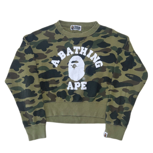 [OS] Bape Cropped Camo College Logo Sweatshirt