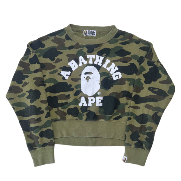 [OS] Bape Cropped Camo College Logo Sweatshirt