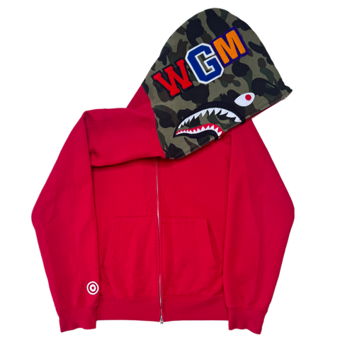[XL] Bape Red Half Camo Shark Hoodie