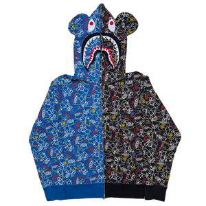 [M] Bape x Bearbrick Collab Split Shark Hoodie