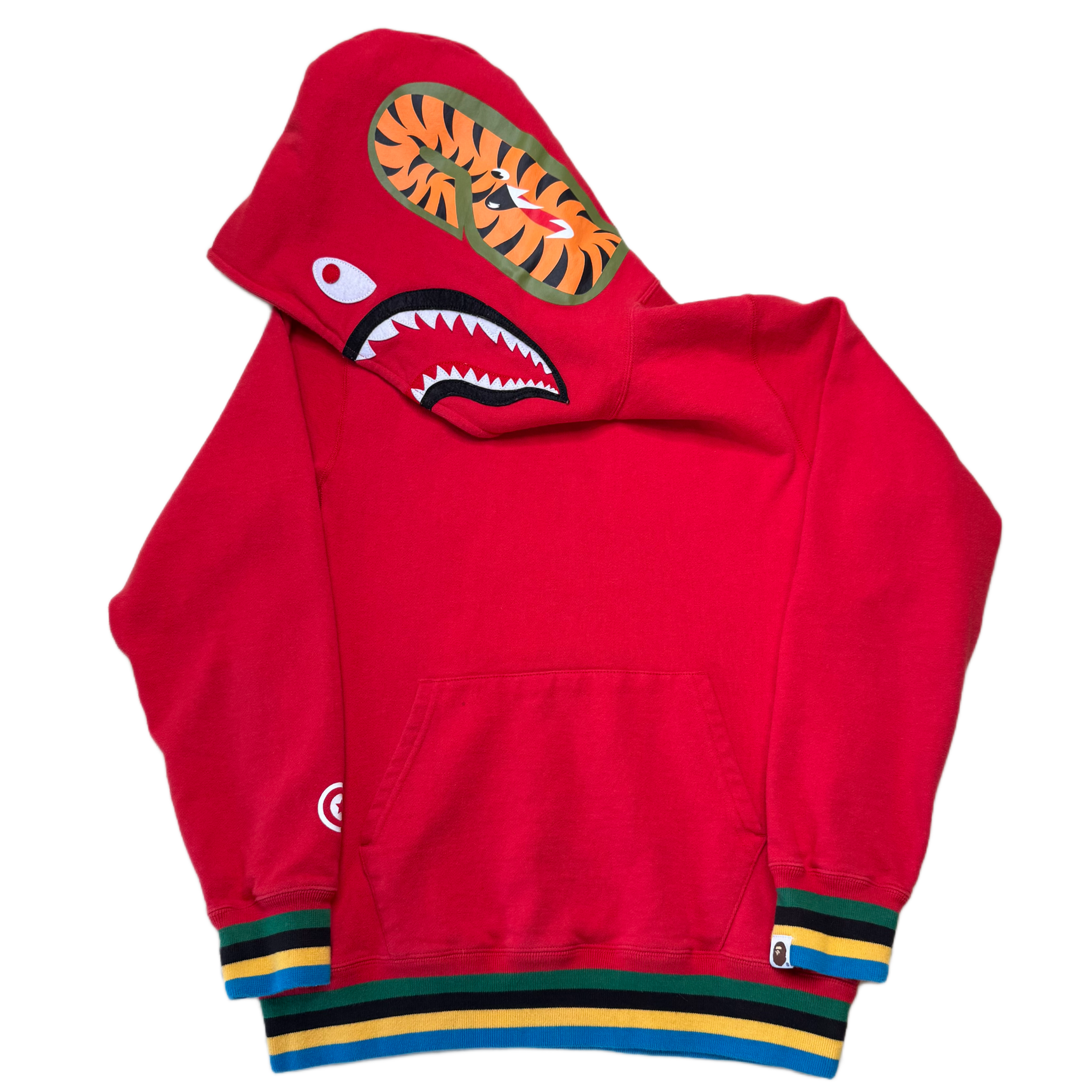 [M] Bape Red Pullover Shark Hoodie