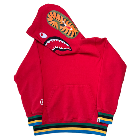 [M] Bape Red Pullover Shark Hoodie