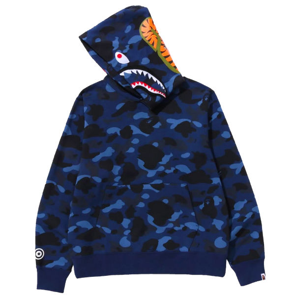 [L] DS Bape Blue Camo Shark Hoodie