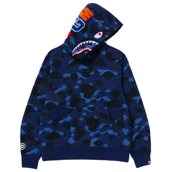[L] DS Bape Blue Camo Shark Hoodie