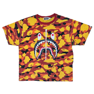 [L] Bape Orange 1st Camo Shark Tee