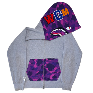 [2XL] Bape Half Purple Camo Shark Hoodie