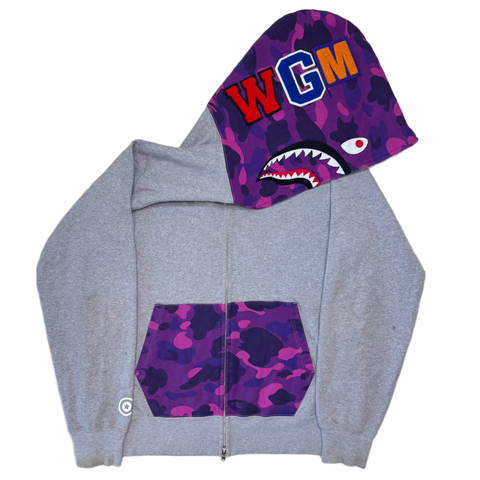 [2XL] Bape Half Purple Camo Shark Hoodie