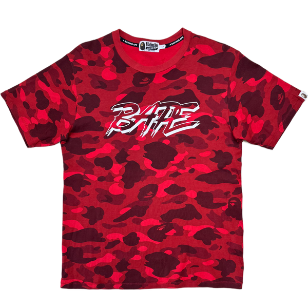 [L] Bape Red 1st Camo Racer Tee