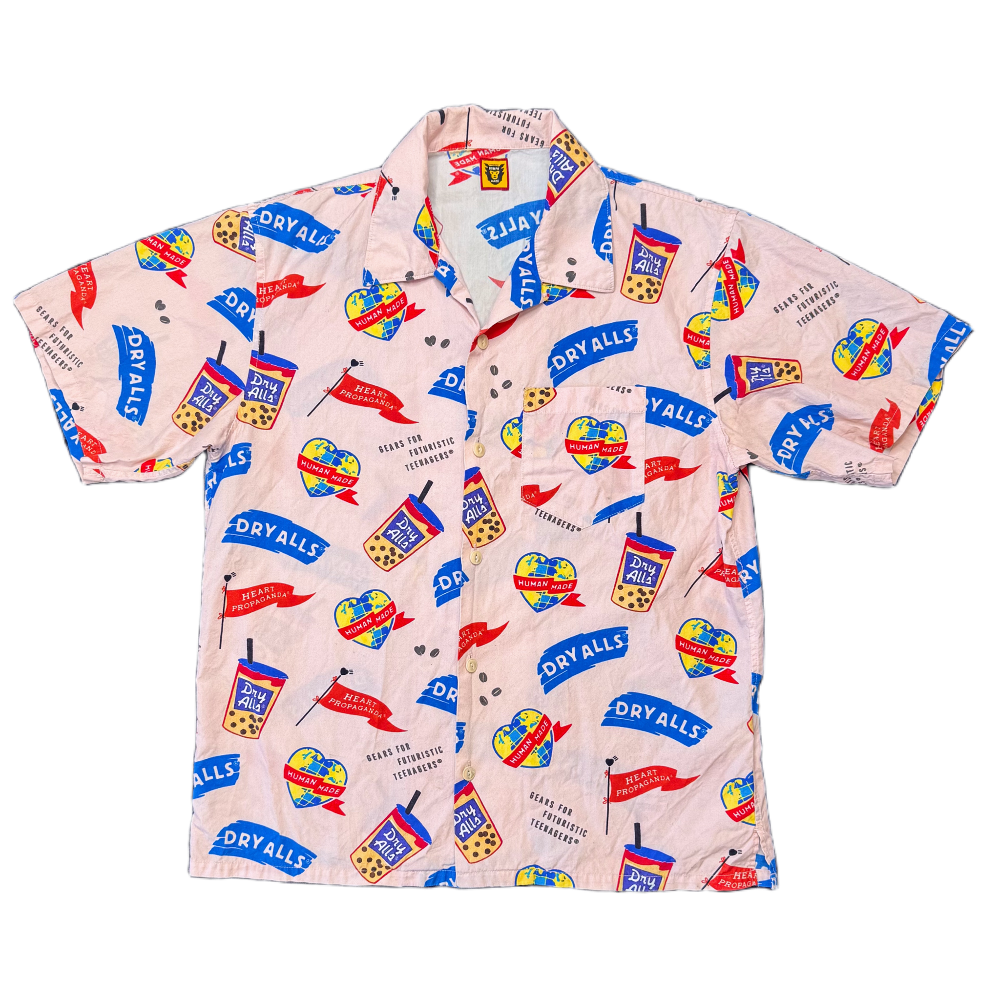 [L] Human Made Pink All-Over Print Button Up