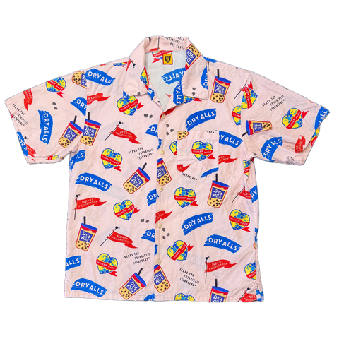 [L] Human Made Pink All-Over Print Button Up