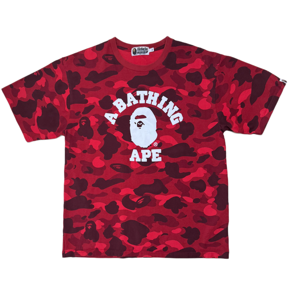 [XL] Bape Red 1st Camo College Logo Tee