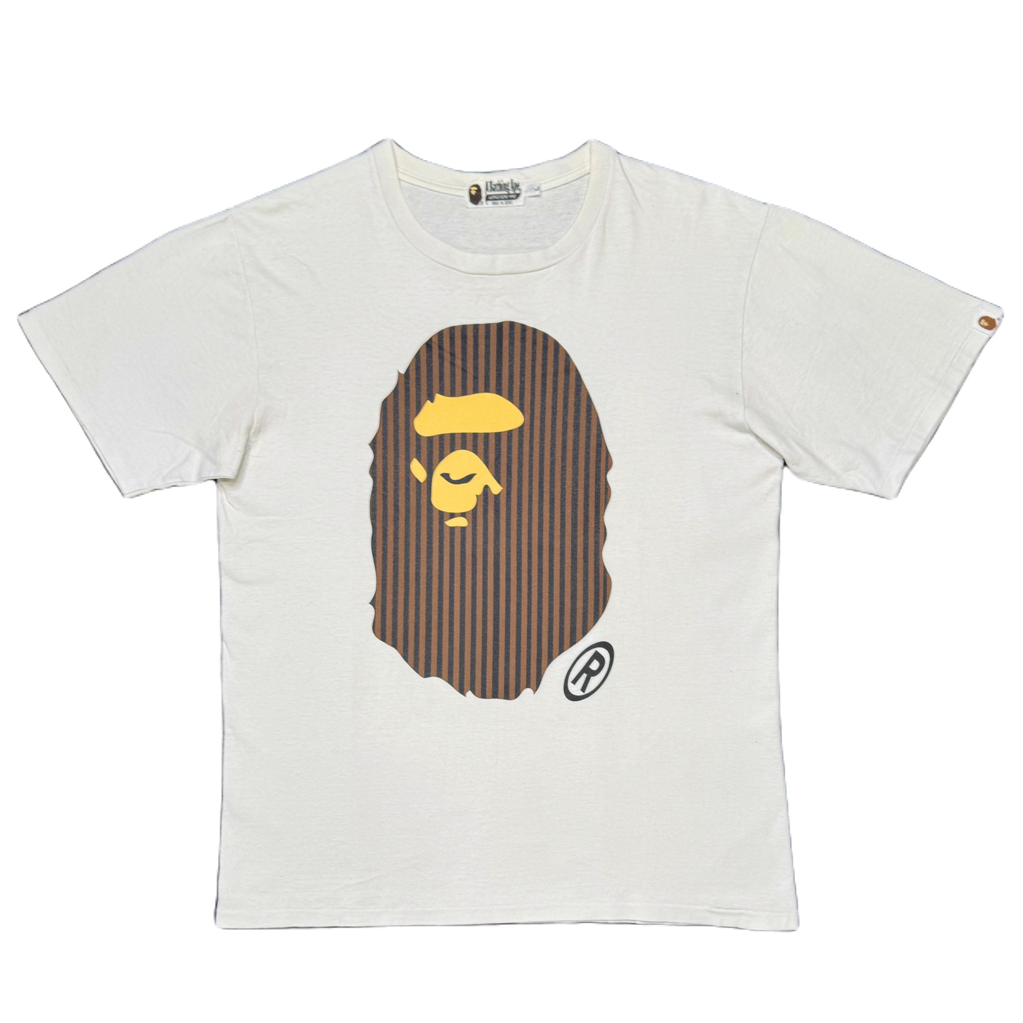 [L] Bape Huge Striped Ape Head Tee