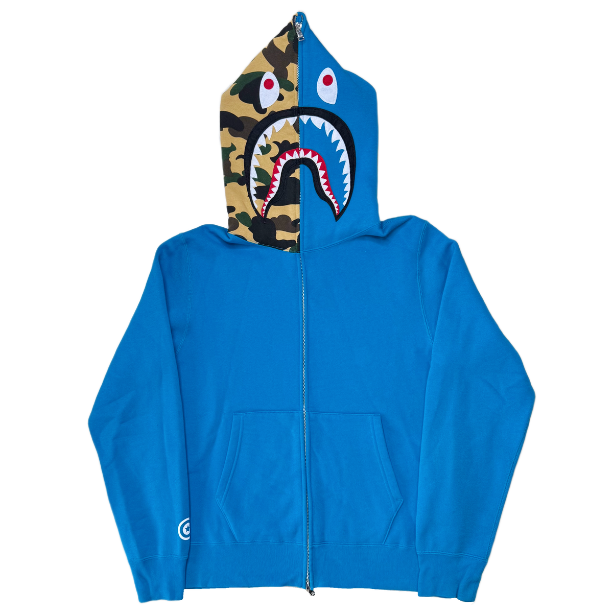 [L] Bape Half 1st Camo Teal Shark Hoodie
