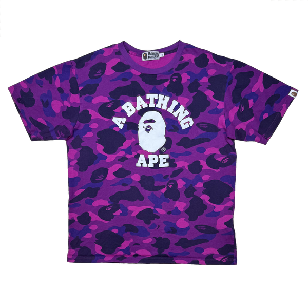 [XL] Bape Purple Camo College Logo Tee
